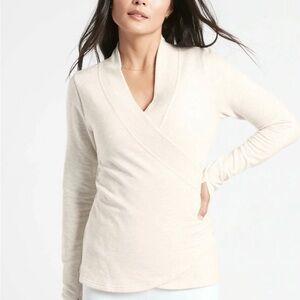 Athleta Heather Gray Poise V-Neck Wrap Sweater